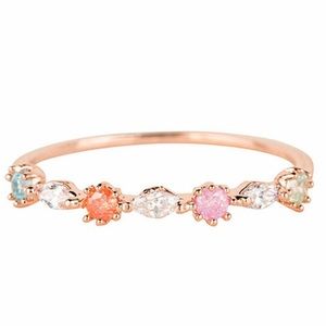 Dainty Pastel Cubic Zirconia Ring Rose Gold, sz 6 or 7